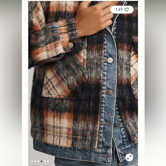 Pilcro plaid denim jacket Anthropologie new blue jacket - Picture 13 of 13
